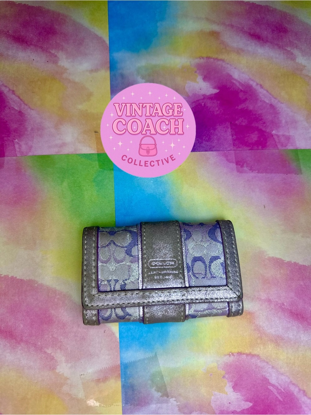 Coach rare optic monogram key holder